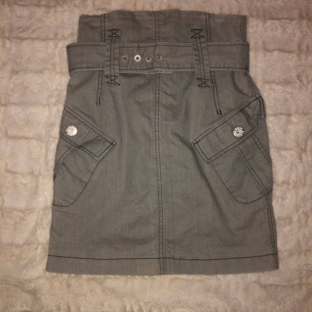 High waist gray denim skirt